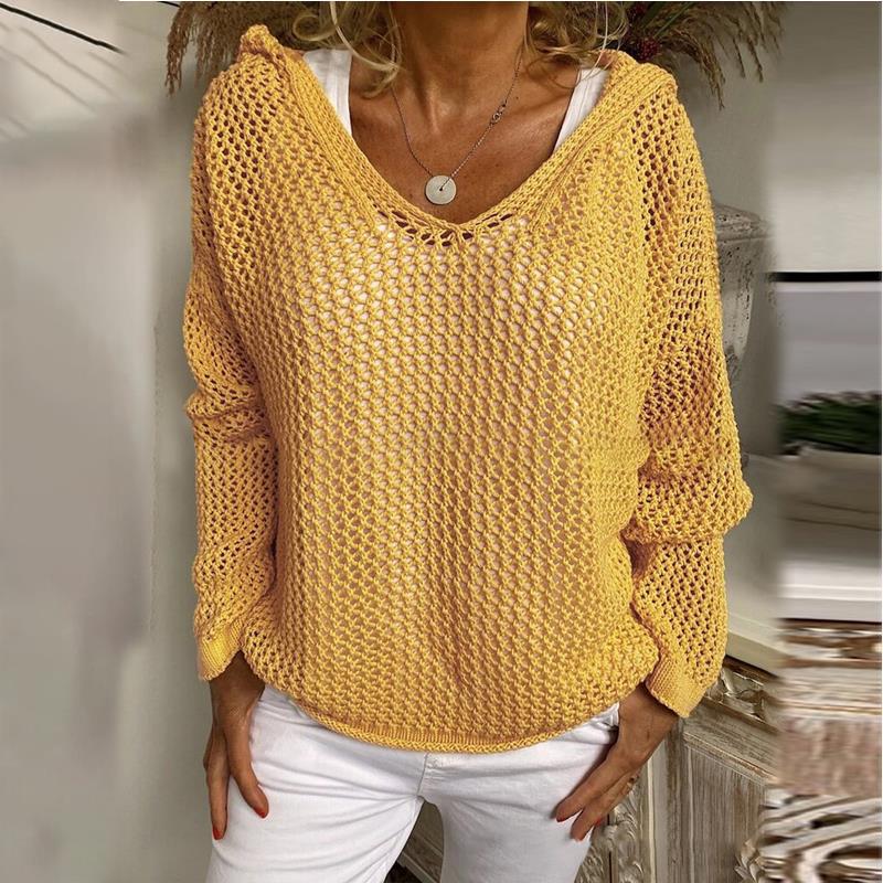 Sun Protection Knitted Hooded Sun Protection Clothing Hooded Thin Loose Sweater NorixaFashion.com