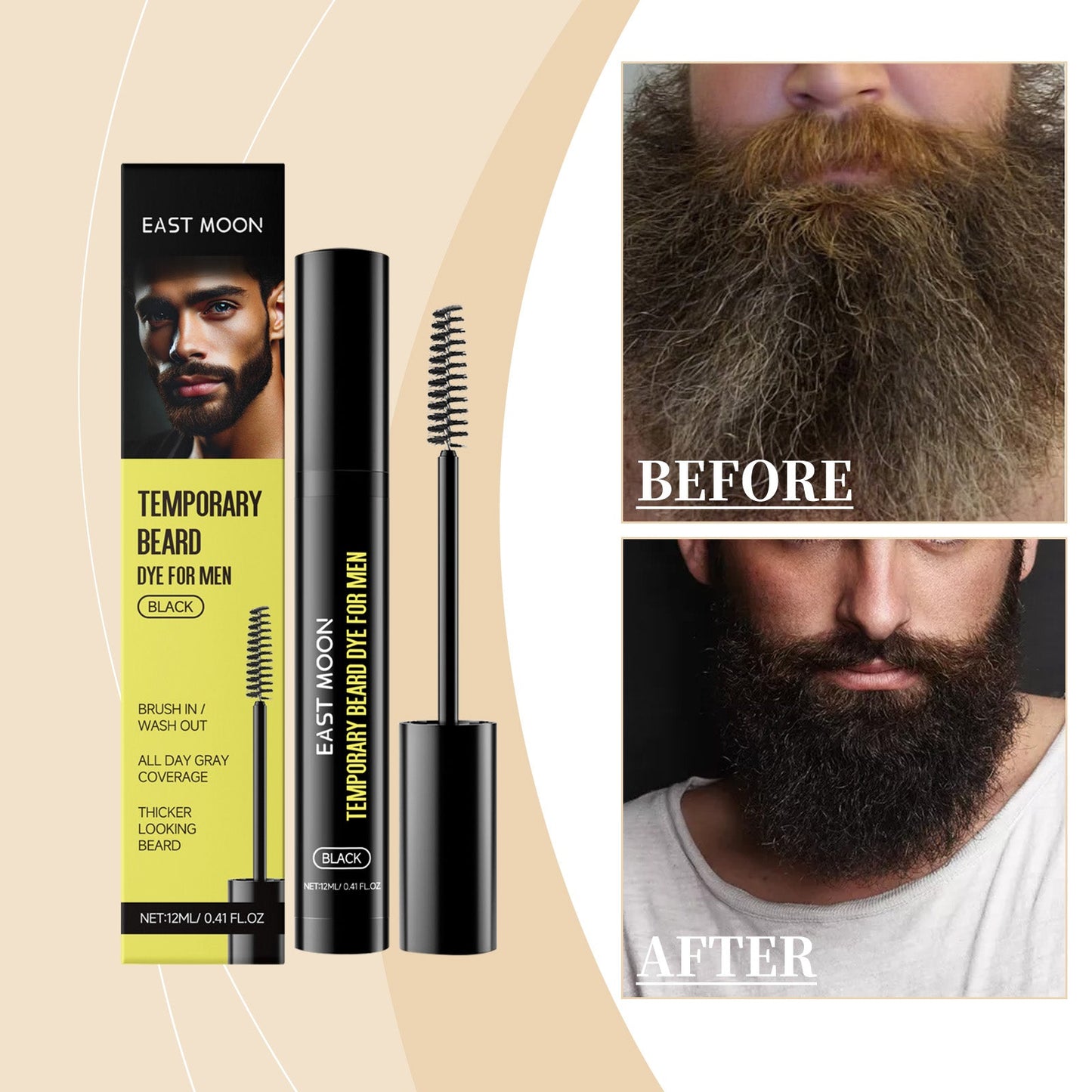 Men's Beard And Eyebrow Dye Black Tri Light Beauty