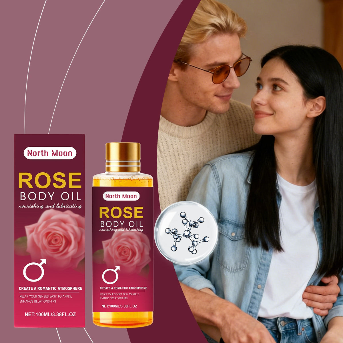 Contains Rose Plant Essence To Relax Senses, Adult Body And Mind Balance Essential Oil, Body Massage Essential Oil 100ml, 1 Box Tri Light Beauty