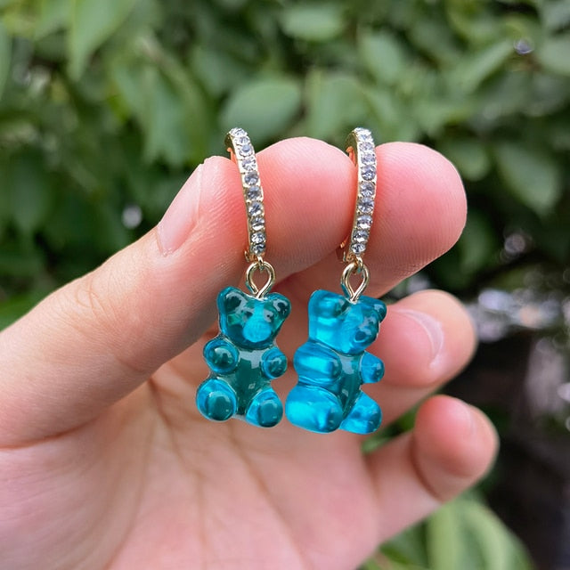 Cute Acrylic Gummy Bear Dangle Earrings Pi-Mart