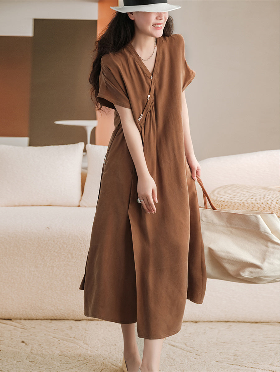Elastic Cupro Lace Dress Women V Neck NorixaFashion.com