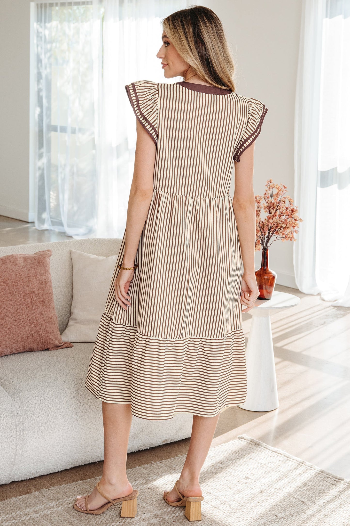 Makenzie Contrast Trim Midi Dress LuxuryLifeWay Online Store