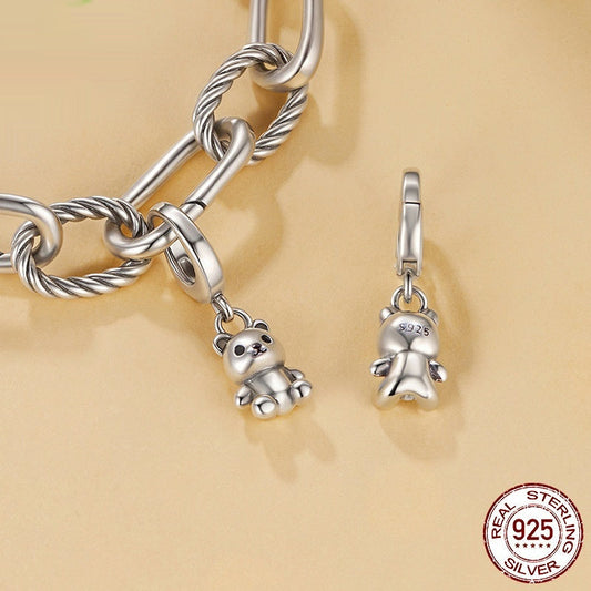 S925 Silver Bear Pendant Parts LadyShow.Store