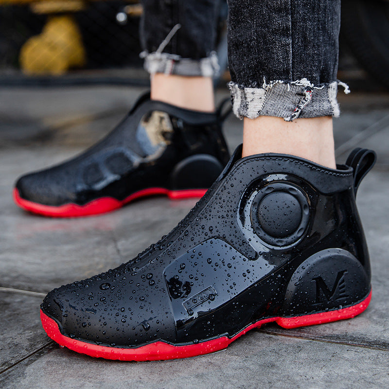 Motorcycle Rain Boots Men's Summer Youth Outdoor Non-slip Wading Shoes Fashion Low Top Flat Work Shoes Rubber Shoes LuxuryLifeWay Online Store