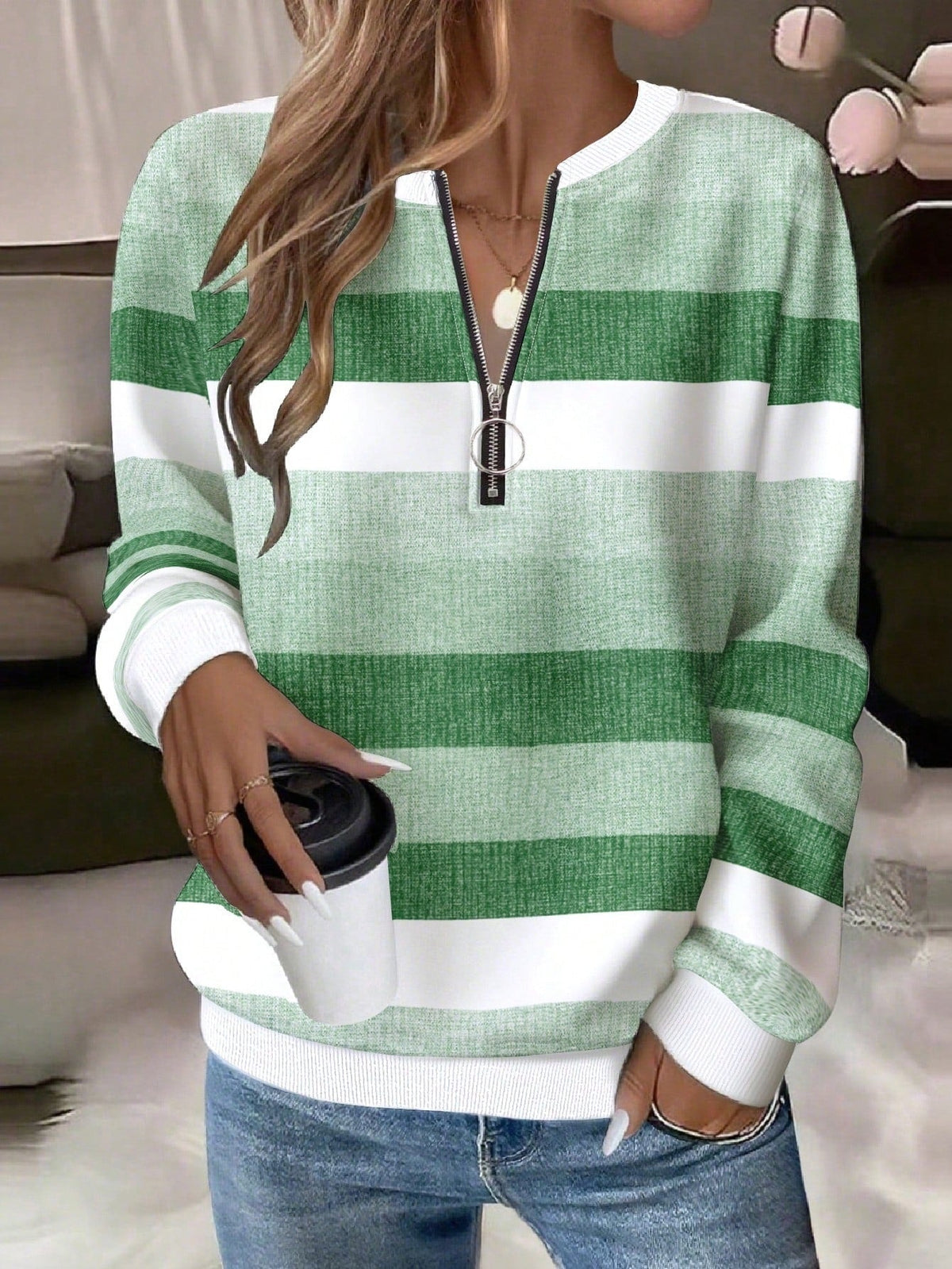 2026 Foreign Trade Women's HalfZip LongSleeve Sweatshirt Fashion Hoodie For Women NorixaFashion.com