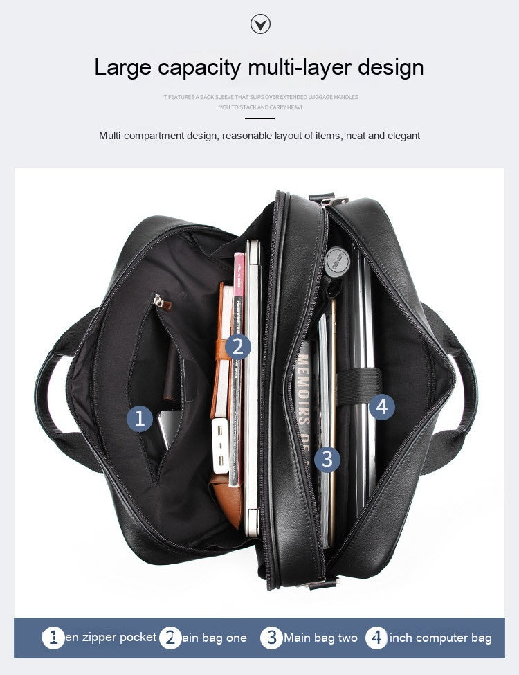 Leather Handbag Briefcase Napa Leather Comfortable Texture Men's Real-leather Bag LadyShow.Store