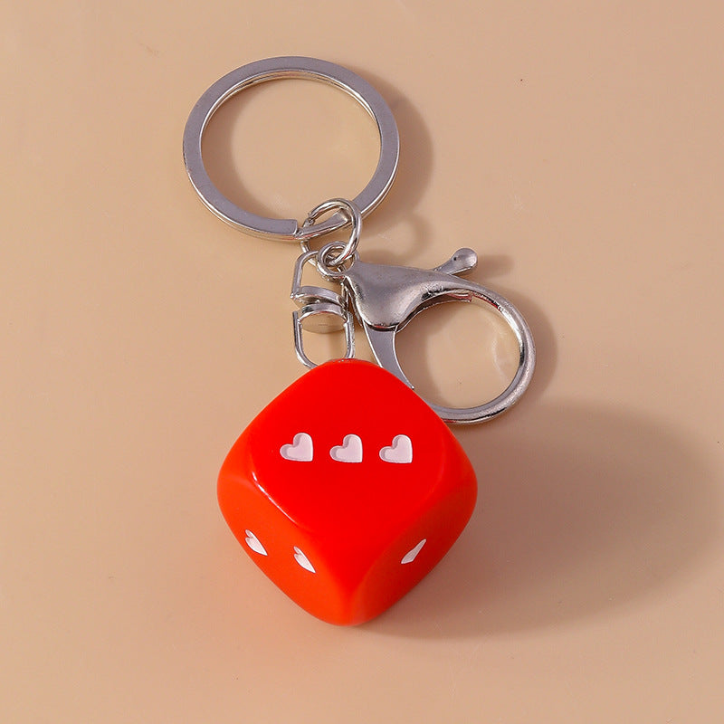 Love Dice Keychain Creative Design Oil Dripping Alloy Handmade Pendant Accessories LadyShow.Store