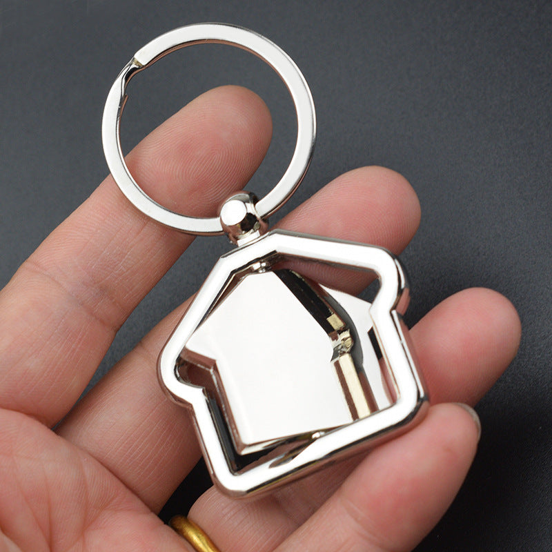 Simple House Rotating Metal Keychains LadyShow.Store