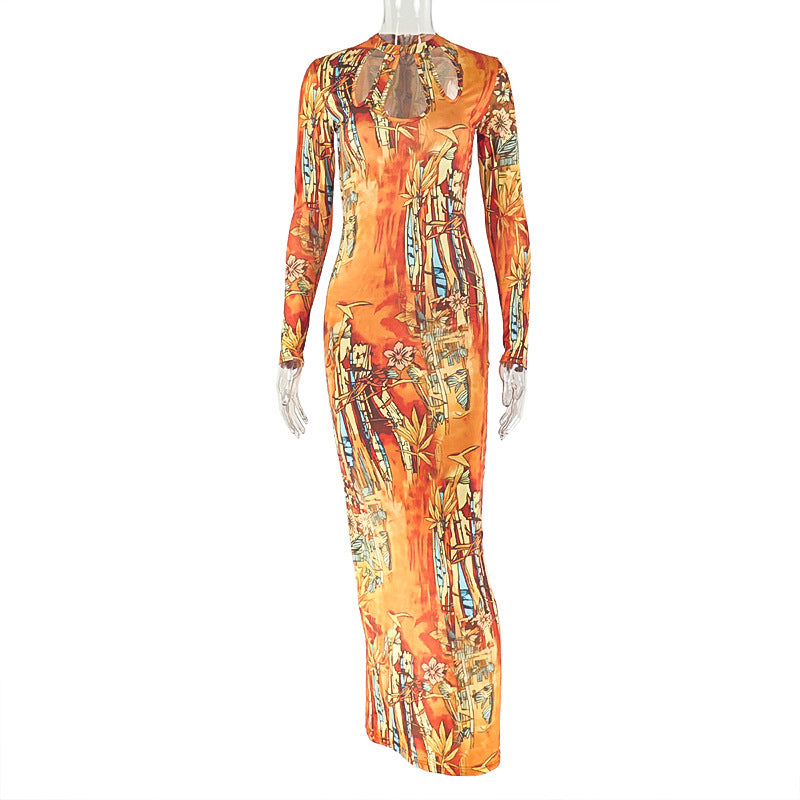 Round-neck Long-sleeve Retro Trendy Dress LadyShow.Store