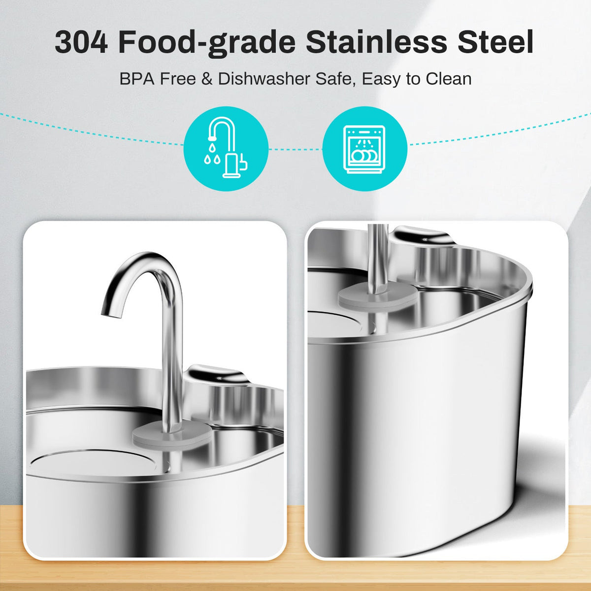 Stainless Steel Smart Pet Water Dispenser Automatic Circulation Large Capacity Pets Fashion