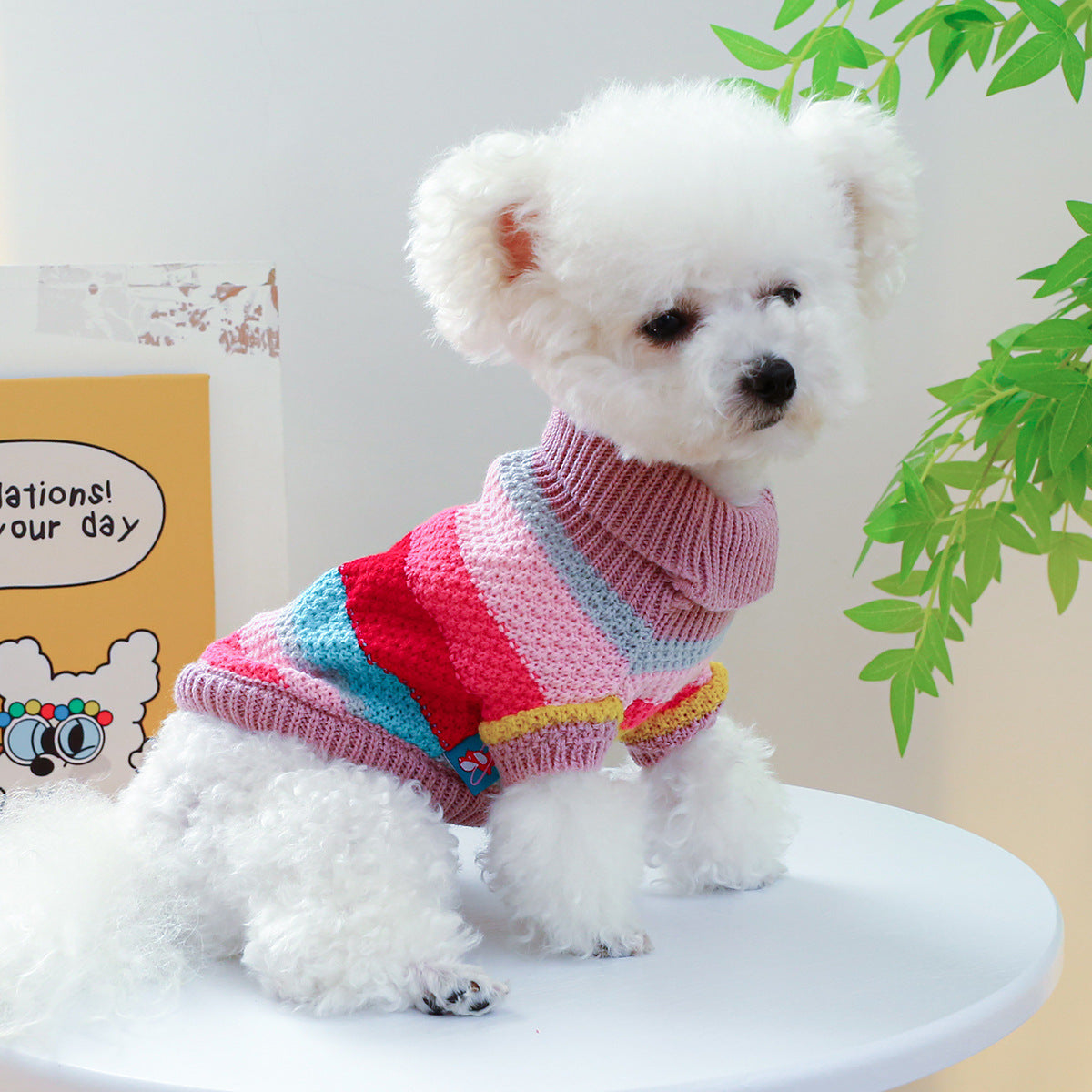 Pet Ring Comfortable Color Stripes Colorful Sweater Pets Fashion