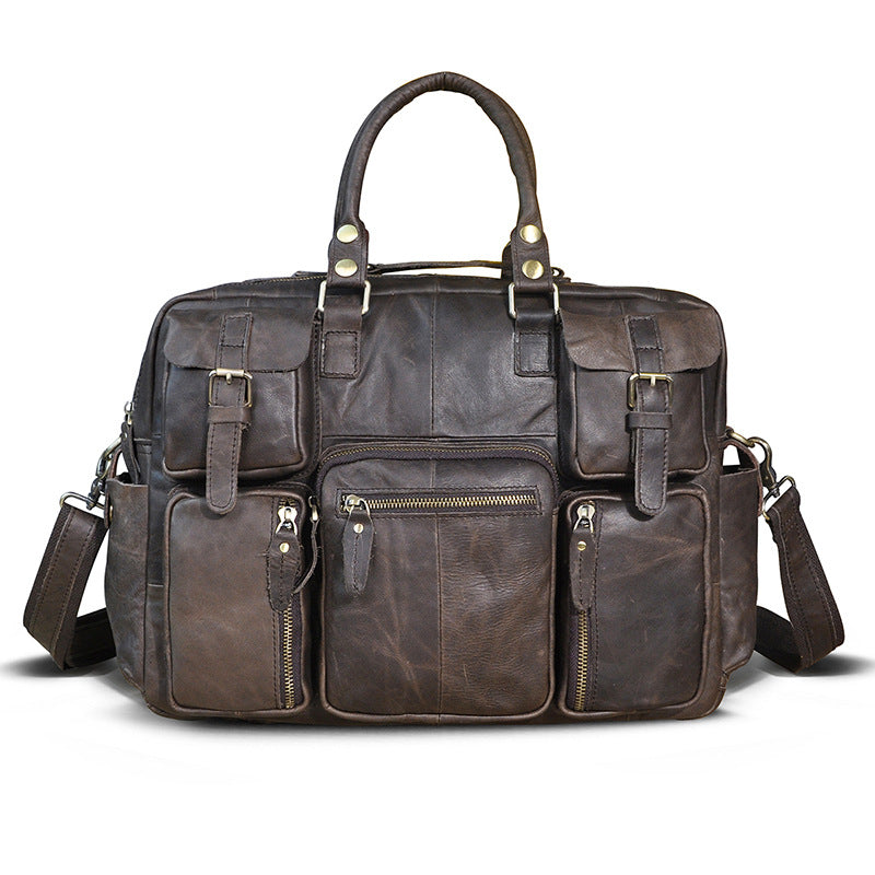 First Layer Cowhide Men's 16-inch Large-capacity Briefcase CJD