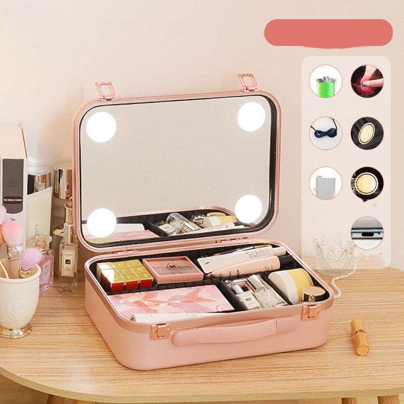 Fashionable Large Capacity Cosmetic Case With Light CJD