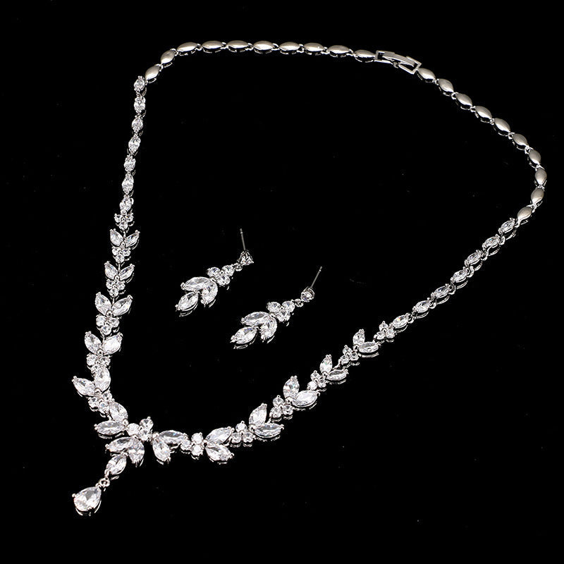 Simple White Bride Zircon Set Women LadyShow.Store