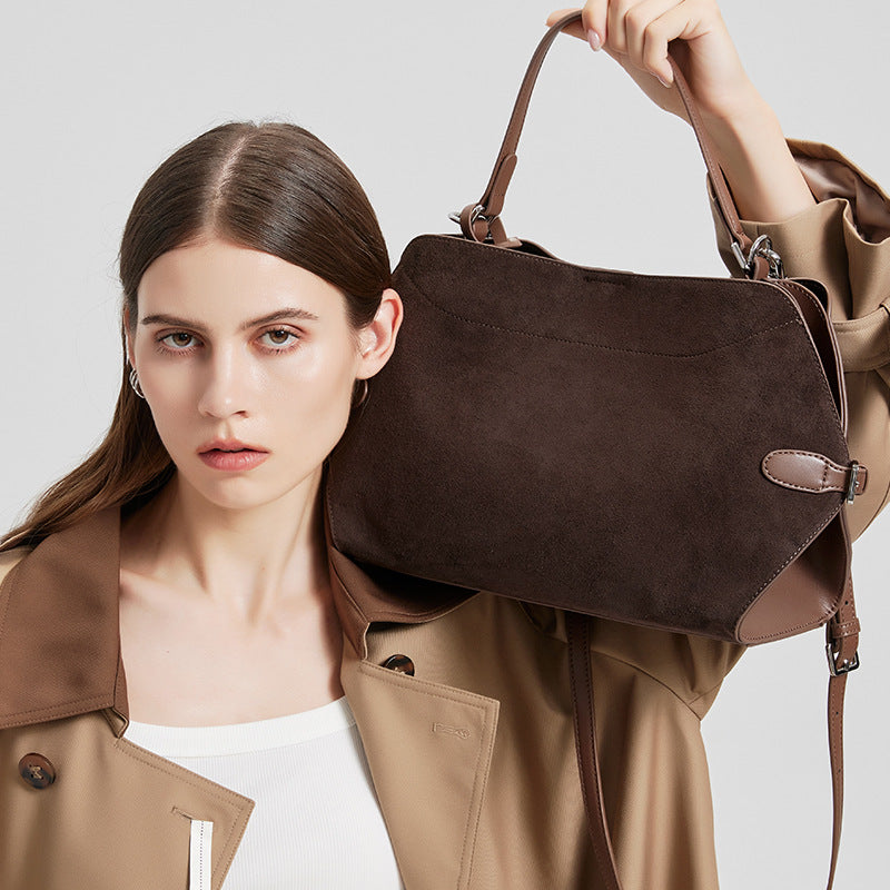 Genuine Deer Suede Brushed Leather Crossbody Bag Versatile LadyShow.Store