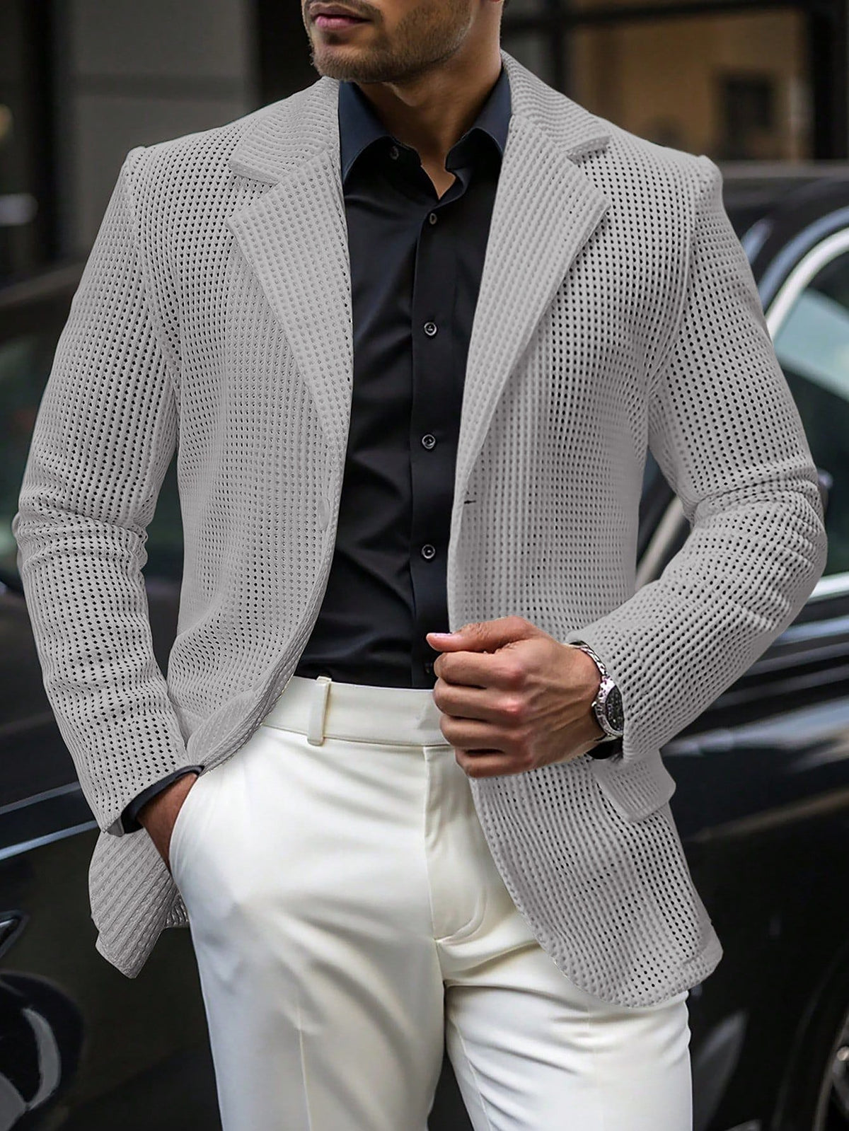 2026 Foreign Trade European And American Cross-Border Men's Mesh Suit Jacket Casual Banquet Party Top Suit Men 250308 NorixaFashion.com