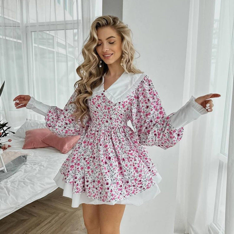 Printed Elegant Short Dress For Women NorixaFashion.com