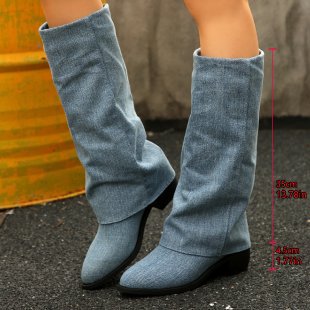 Chunky Heel Cowboy Boot Plus Size Knight Frye Boot LadyShow.Store