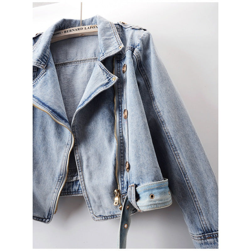 Women's Short Loose Top Motorcycle Jacket LadyShow.Store