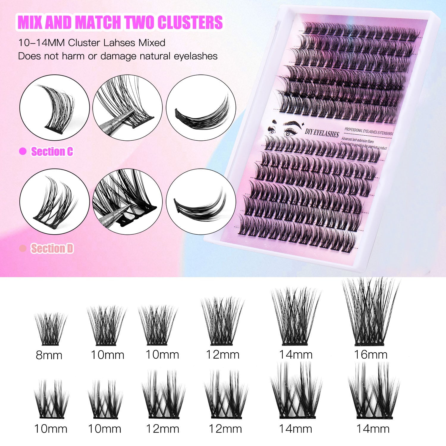 12 Rows Of 150 Segmented Lashes In Clusters LadyShow.Store