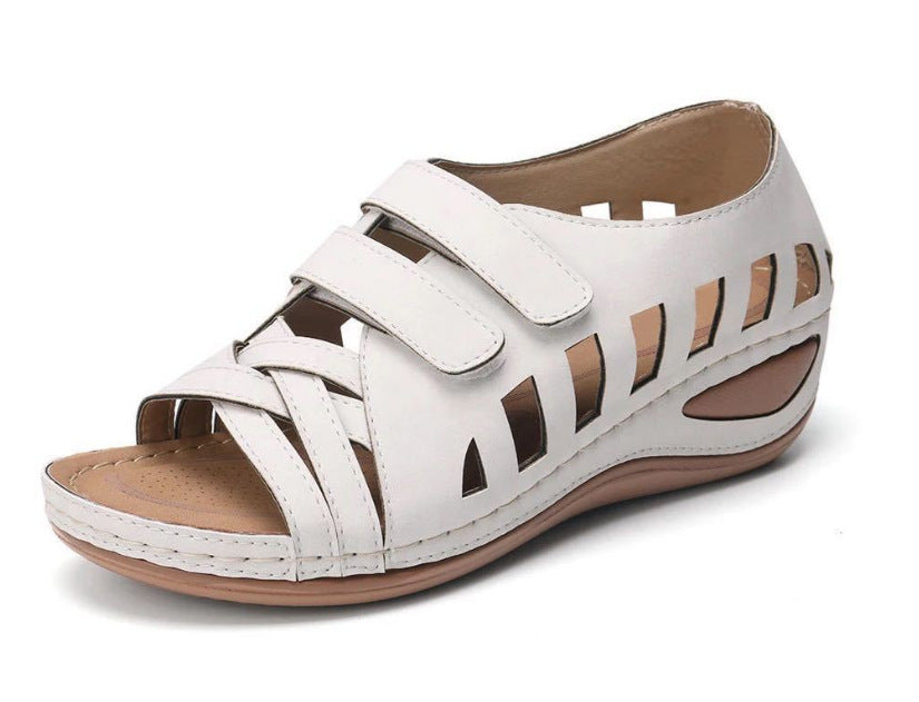 European And American Large Size Hollow Platform Velcro Sandals LadyShow.Store