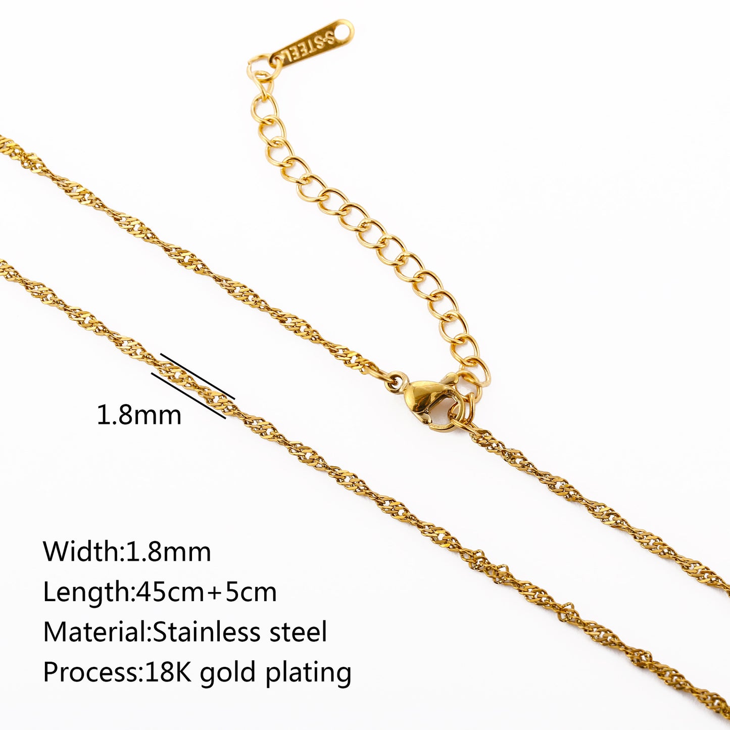 Stainless Steel Vacuum Vapor Plating 18K Gold Color Protection Lip Chain Accessories CJD