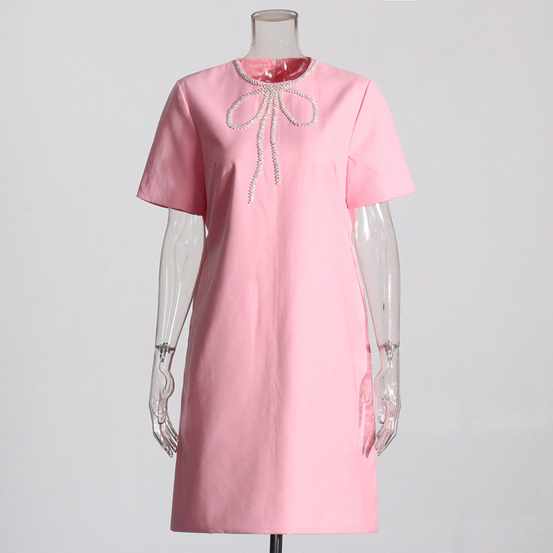 Bow Design Short Sleeve Dress Women NorixaFashion.com