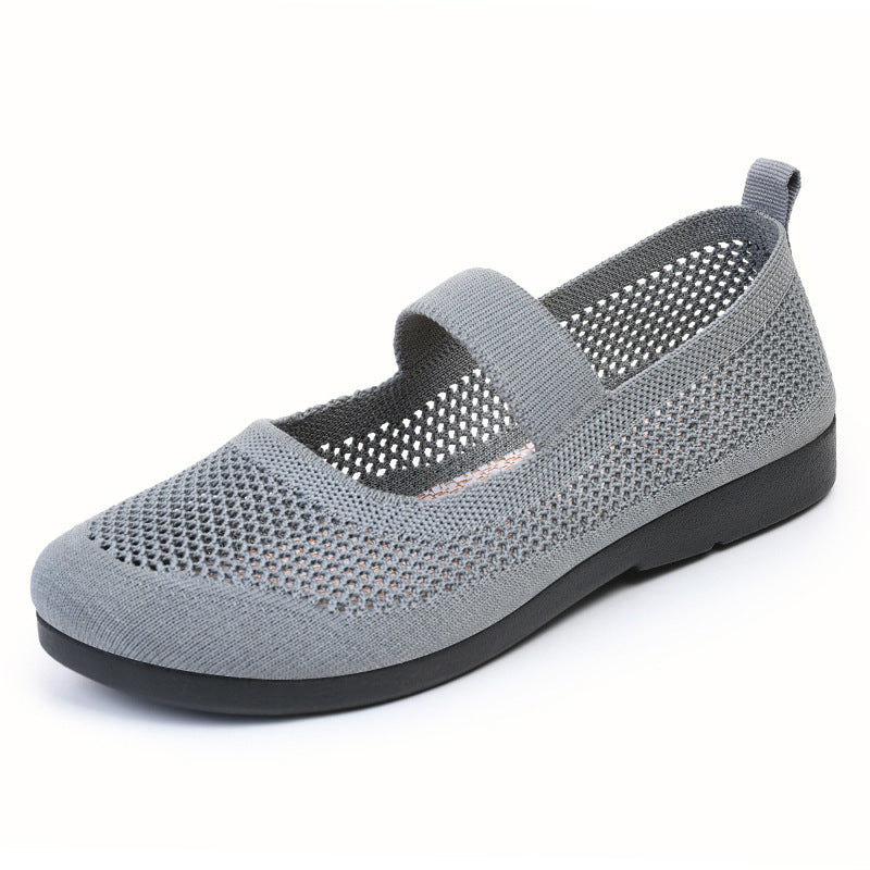 Breathable Woven Women's Casual Shoes - Lightweight Hollow Out Summer Mom Shoes with Soft PVC Sole (Black/Gray/Cyan/Apricot, Sizes 35-41) LadyShow.Store