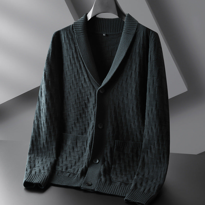 Men's Plus Size V-Neck Knitted Cardigan Jacket Pi-Mart
