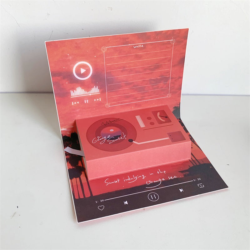 Phonograph Birthday Gift Creative Stereoscopic Greeting Cards CJD