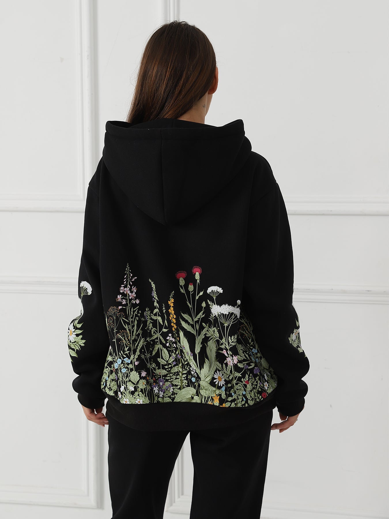 Women's Solid Color Floral Long Sleeved Sweatshirt LadyShow.Store