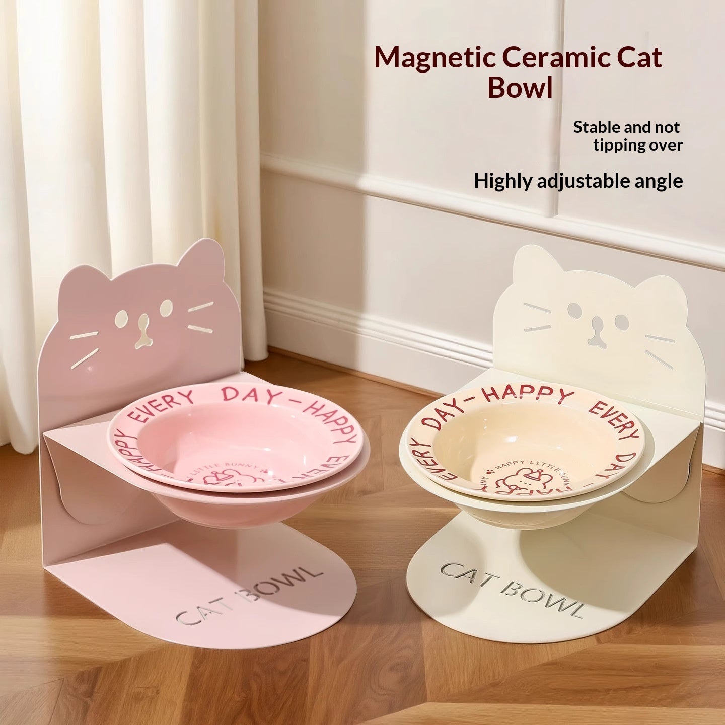 Ceramic Cat Food Cat Magnetic High-legged Cat Bowl Stand Cat Food Bowl Cervical Spine Protection Dog Bowl Pets Fashion