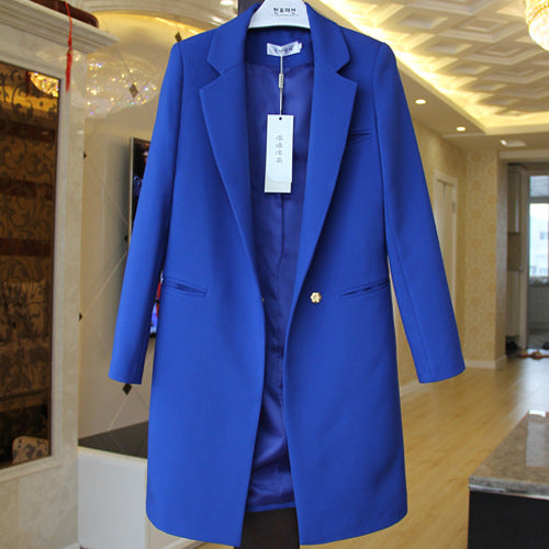 Chic Long Blazer, Slim Fit, Versatile Solid Jacket Pi-Mart