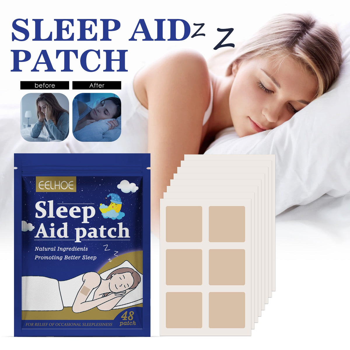 Sleeping Patch 48 Pieces, 6 Patches Per Pack, 8 Pieces Per Bag Tri Light Beauty