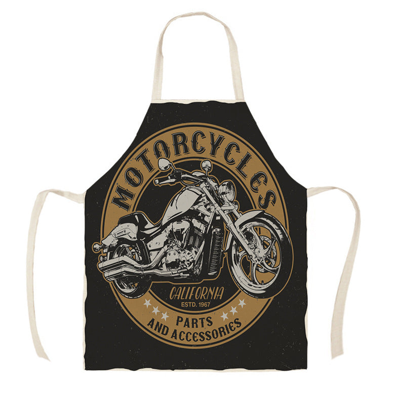 Creative Motorcycle Poster Art Letter Linen Kitchen Apron PearlNestDecor.com
