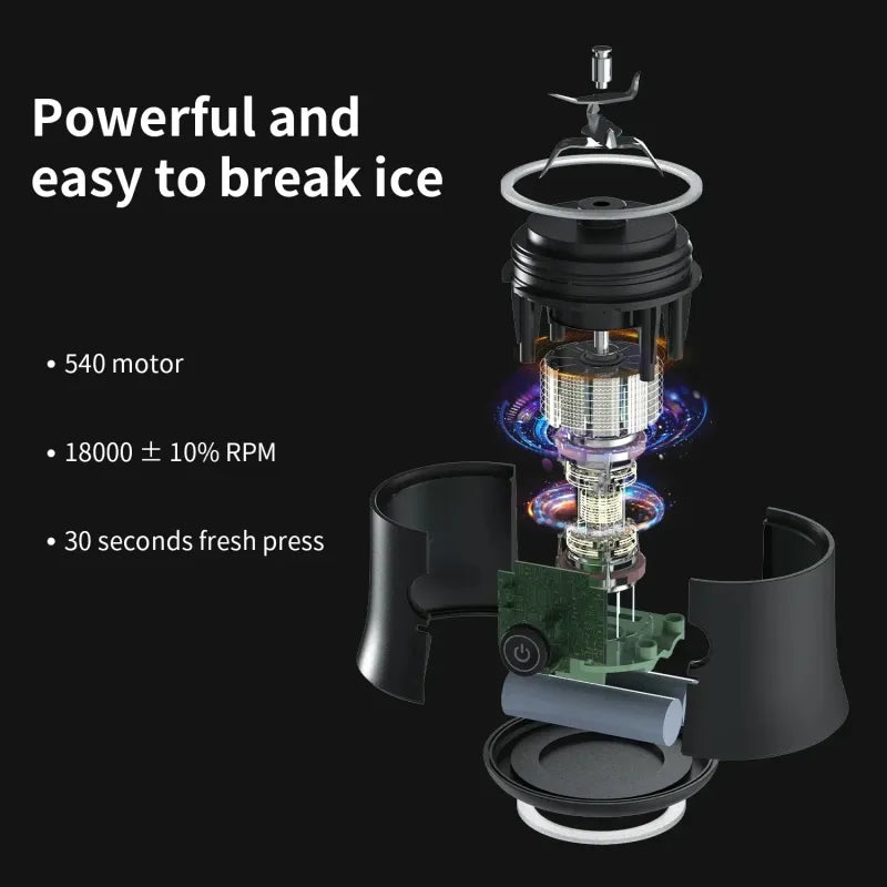 Portable Blender 600ML Electric Juicer Fruit Mixers 4000mAh USB Rechargeable Smoothie Mini Blender Personal Juicer Colorf Pi-Mart