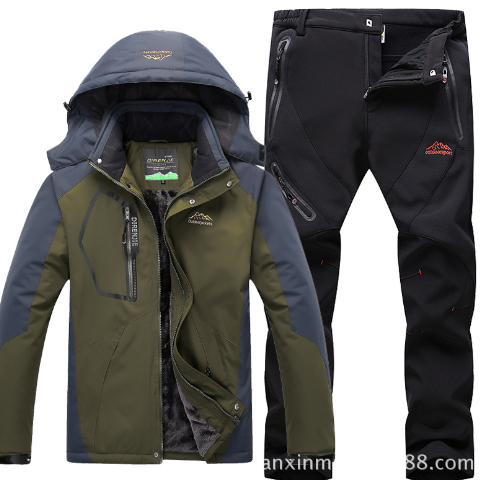 Men's Winter Waterproof Fleece Lined Outdoor Jacket Set Pi-Mart