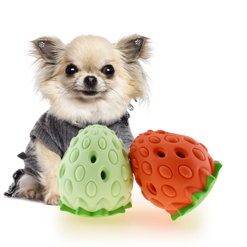 Pet Toy Chew Resistant Strawberry Leak Food Ball Pet Supplies Dog And Cat Toys Pets Fashion