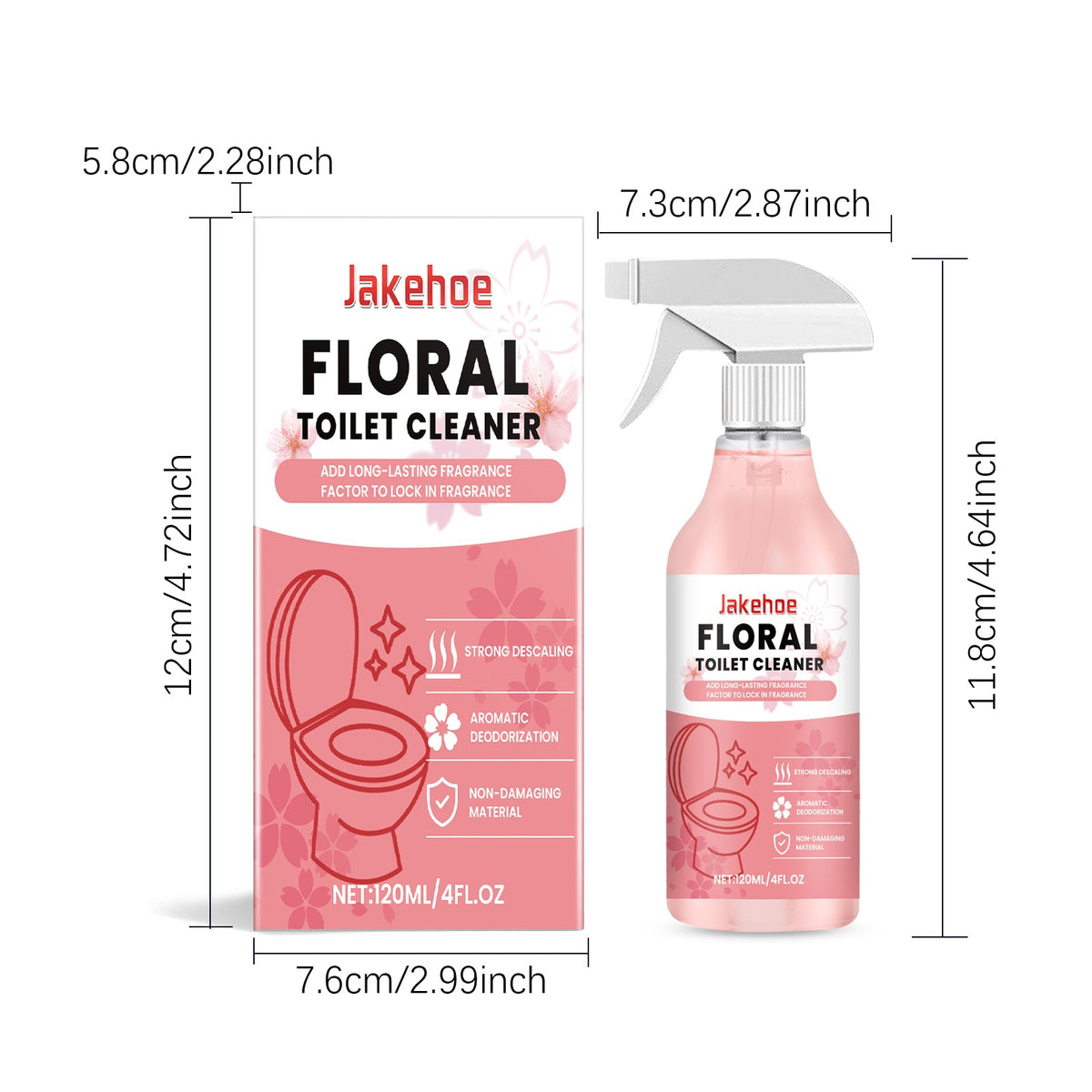 Toilet Cleaner, Floral Fragrance, Toilet Fragrance, Odor Removal, Stain Removal, Floral Fragrance, Toilet Liquid 120ml 1 Box  With 110 Nozzle Tube Length Tri Light Beauty