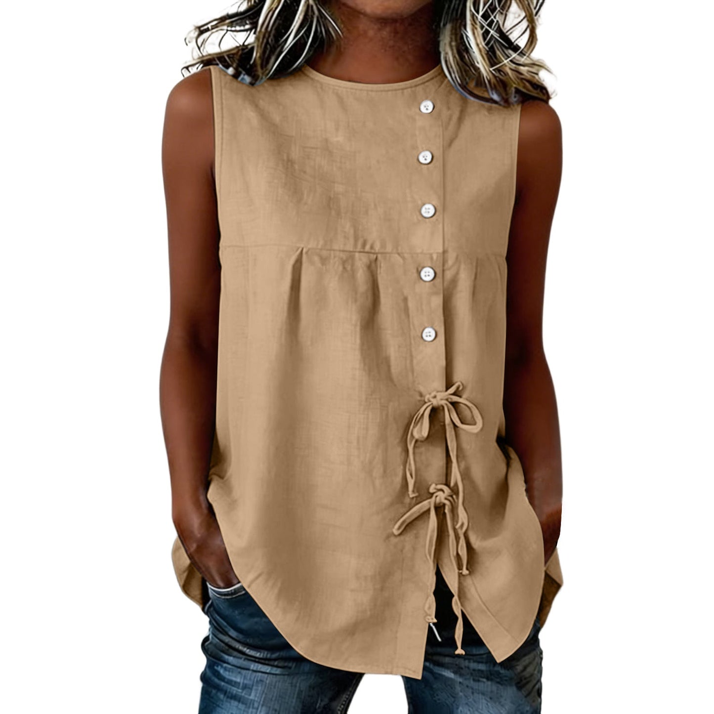 Loose-fit Sleeveless Shirt Blouse For Women NorixaFashion.com