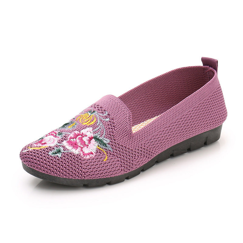 Cloth Shoes Women Embroidered Shoes Flying Woven Breathable Mesh Shoes LadyShow.Store