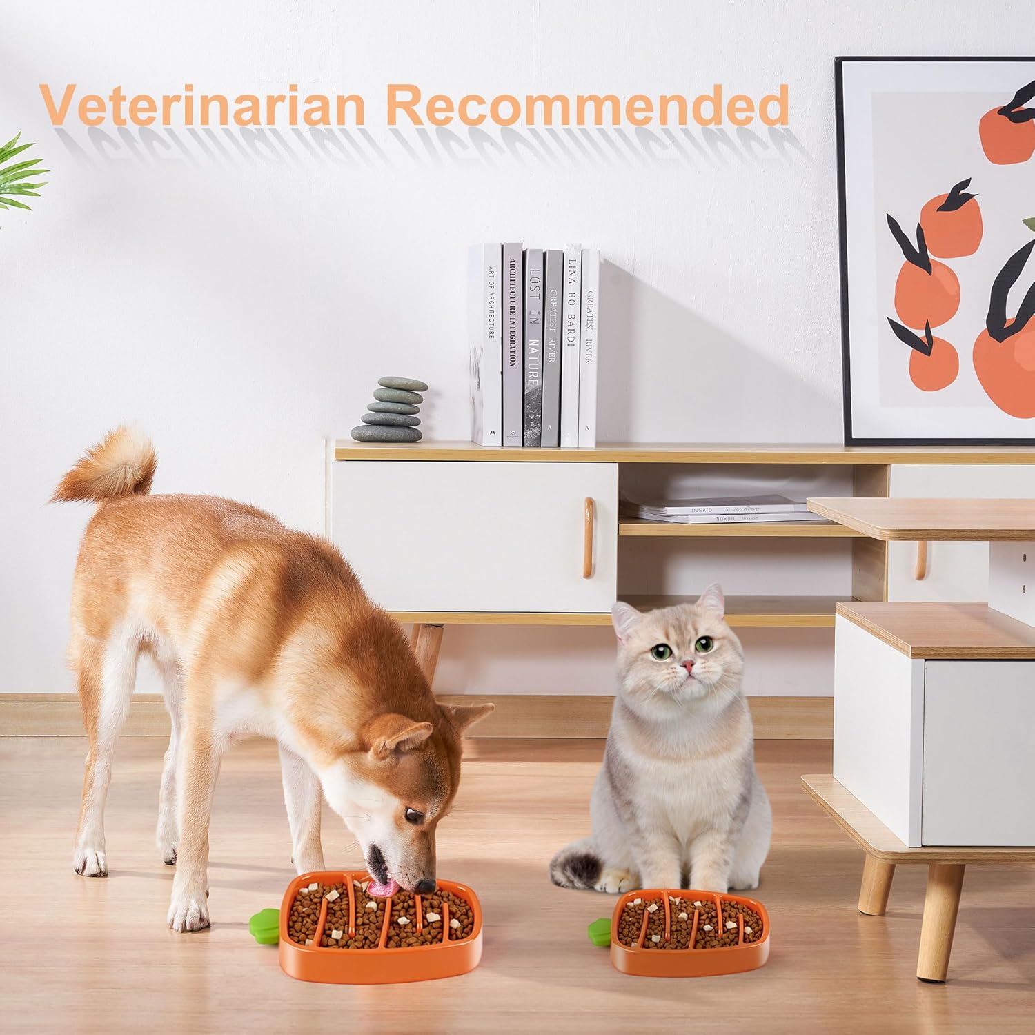 Slow Feeder Dog Bowl, Dog Food Bowl For Small & Medium-Sized Dogs, Carrot Design Dog Bowls,Non-Slip Dog Slow Feeder Bowls, Pet Slow Feeder Bowl For Dry Wet Food Pets Fashion