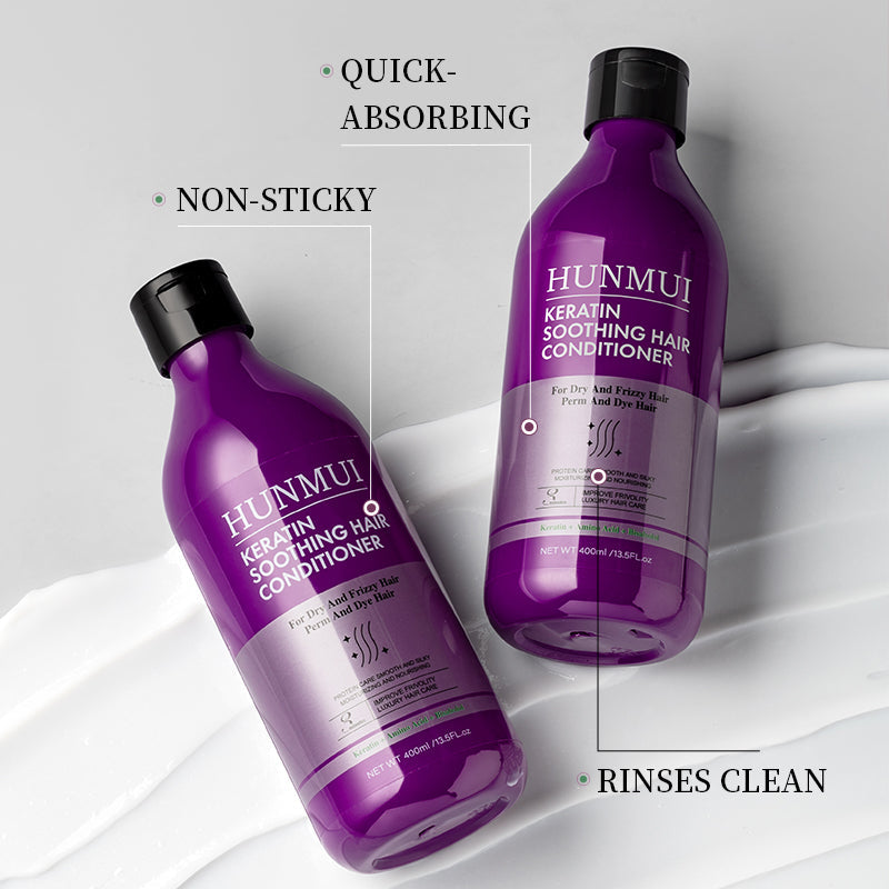 HUNMUI Keratin Hair Conditioner And Shampoo 400ml Tri Light Beauty
