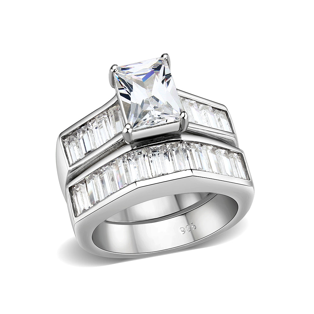 LO5S059- Sterling Silver Ring with CZ In Clear High Polished( NO Plating) LuxuryLifeWay Online Store