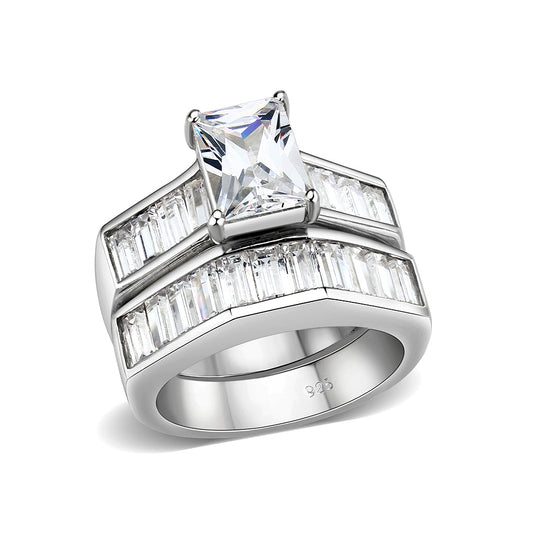 LO5S059- Sterling Silver Ring with CZ In Clear High Polished( NO Plating) LuxuryLifeWay Online Store