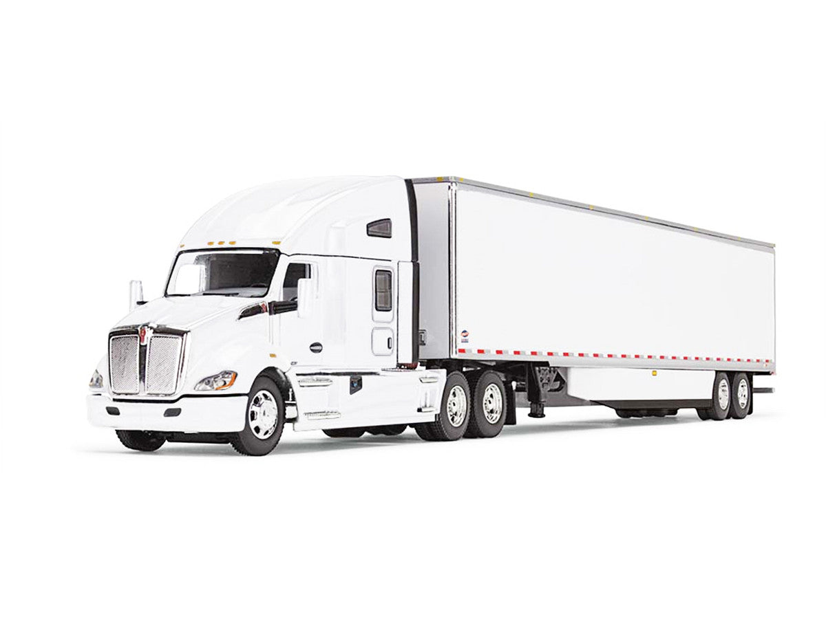 Kenworth T680 with 76" High Roof Sleeper and 53' Smooth Sided Dry Goods Trailer White 1/64 Diecast Model by DCP/First Gear LuxuryLifeWay Online Store