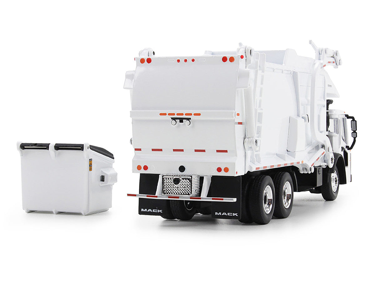 Mack LR Refuse Garbage Truck with McNeilus Meridian Front Loader White with Trash Bin 1/64 Diecast Model by DCP/First Gear LuxuryLifeWay Online Store
