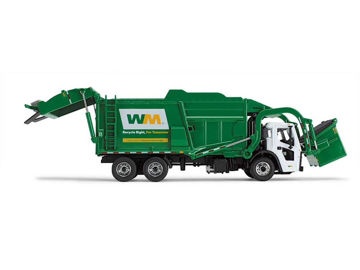 Mack LR Garbage Truck with McNeilus Meridian Front Load Refuse Body White and Green with Refuse Bin "Waste Management" 1/64 Diecast Model by First Gear LuxuryLifeWay Online Store