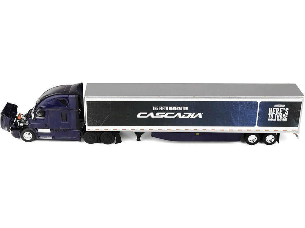 Freightliner Fifth Generation Cascadia Raised Roof Sleeper & 53' Utility Trailer with Skirts Midnight Blue 1/64 Diecast Model by DCP/First Gear LuxuryLifeWay Online Store
