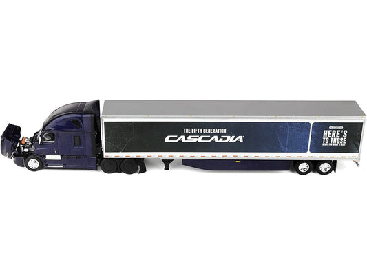 Freightliner Fifth Generation Cascadia Raised Roof Sleeper & 53' Utility Trailer with Skirts Midnight Blue 1/64 Diecast Model by DCP/First Gear LuxuryLifeWay Online Store